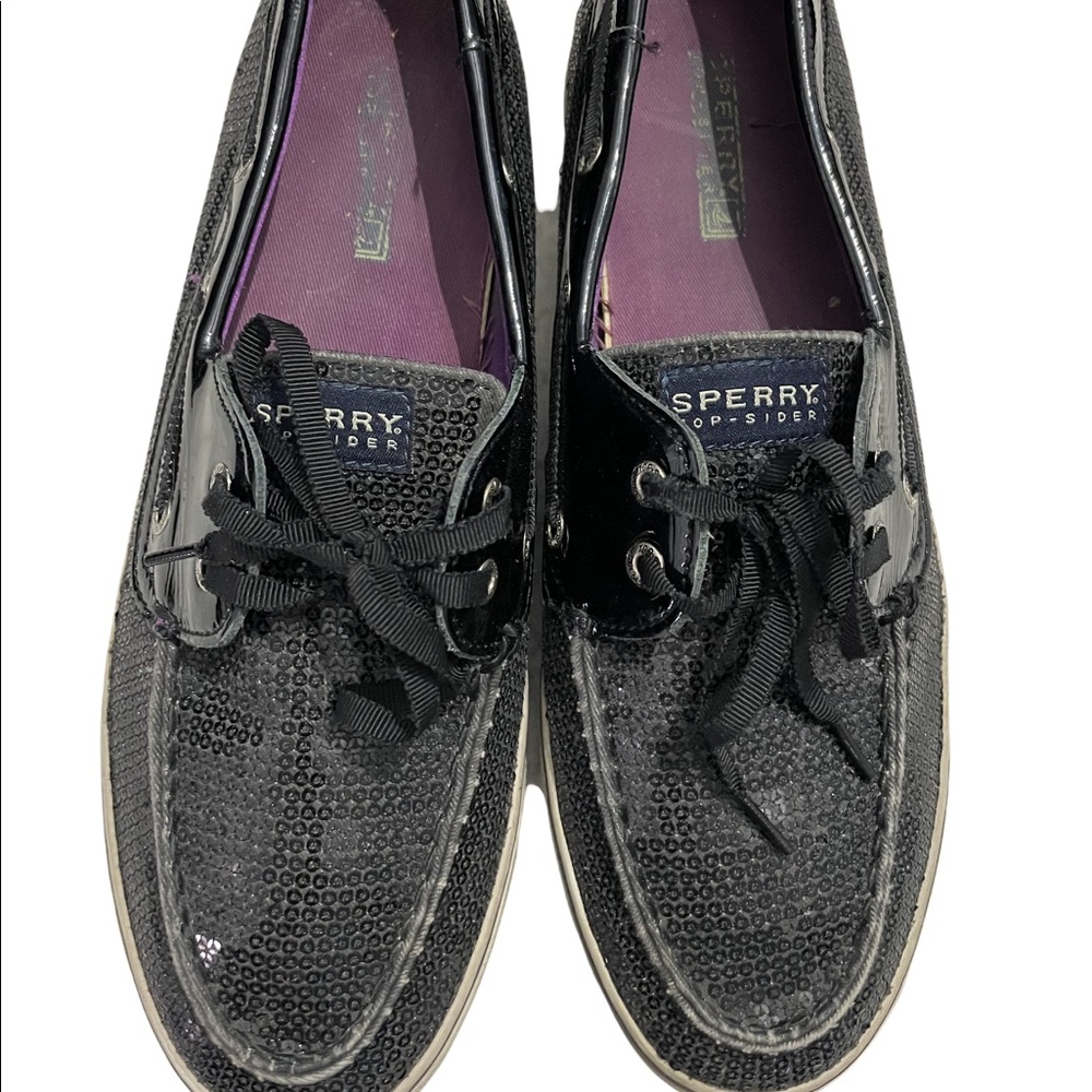 Sperry Topsider black sequence loafers size 10
